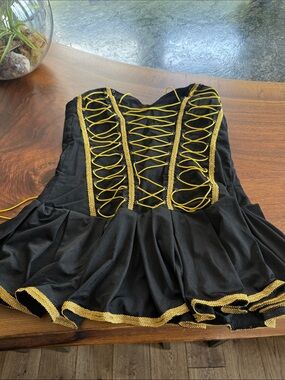 Strapless Black Corset Top with Gold Trim